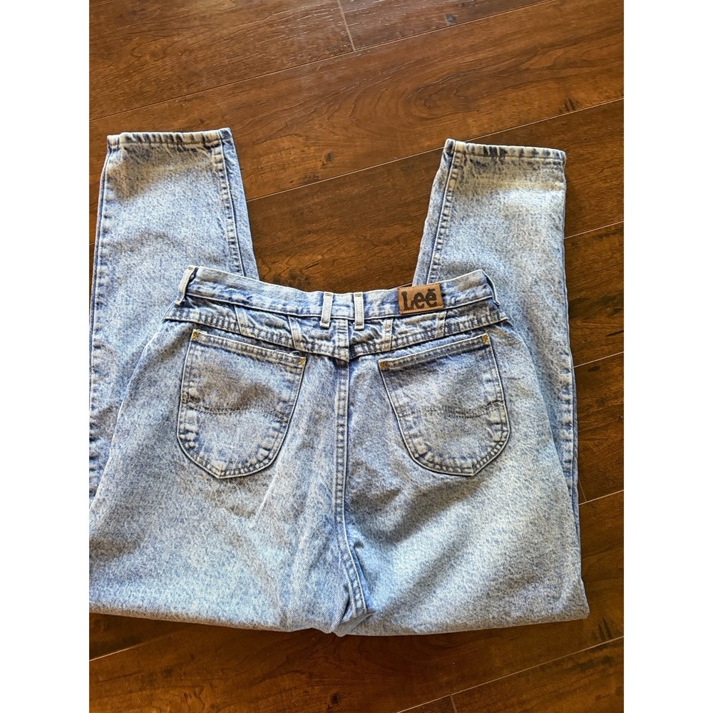 Lee Jeans Women's 16 Medium (Fits 12) Vintage Acid Wash High Rise Mom Jeans - Picture 9 of 13